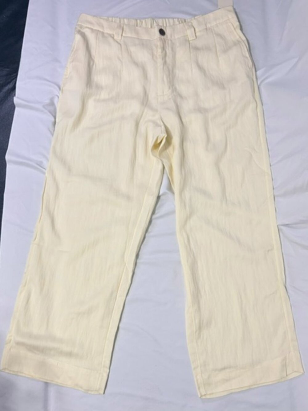A New Day Linen Blend Wide Leg Pants Cream Off White High Rise Plus Size 17 NWT